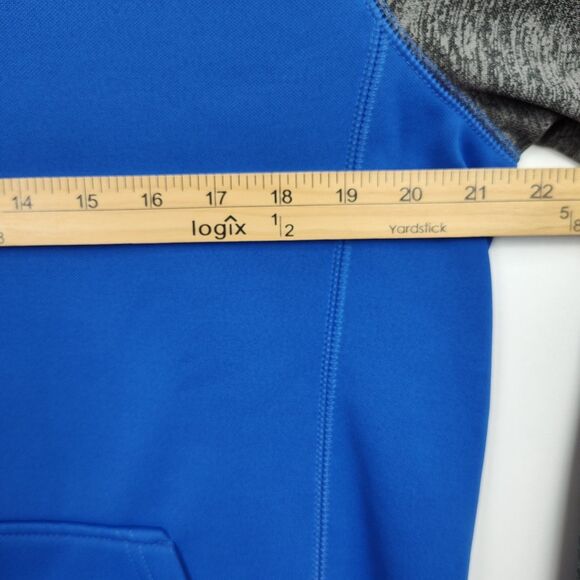 Adidas Full-Zip Hooded Sweatshirt Men's Size Medium Royal Blue Long Gray Sleeves - Picture 4 of 8